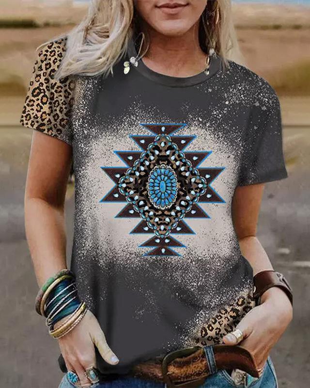 MALENEY CREW NECK TOTEM PRINTED TOP