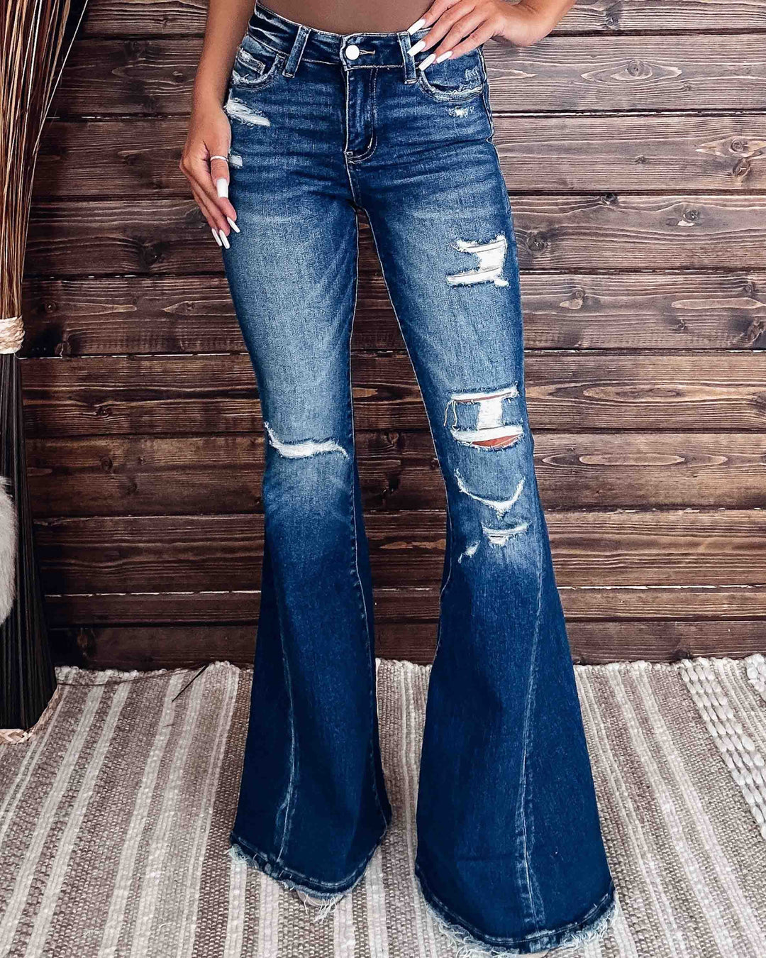 retro distressed flare jeans