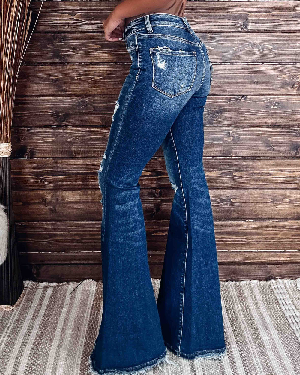 retro distressed flare jeans