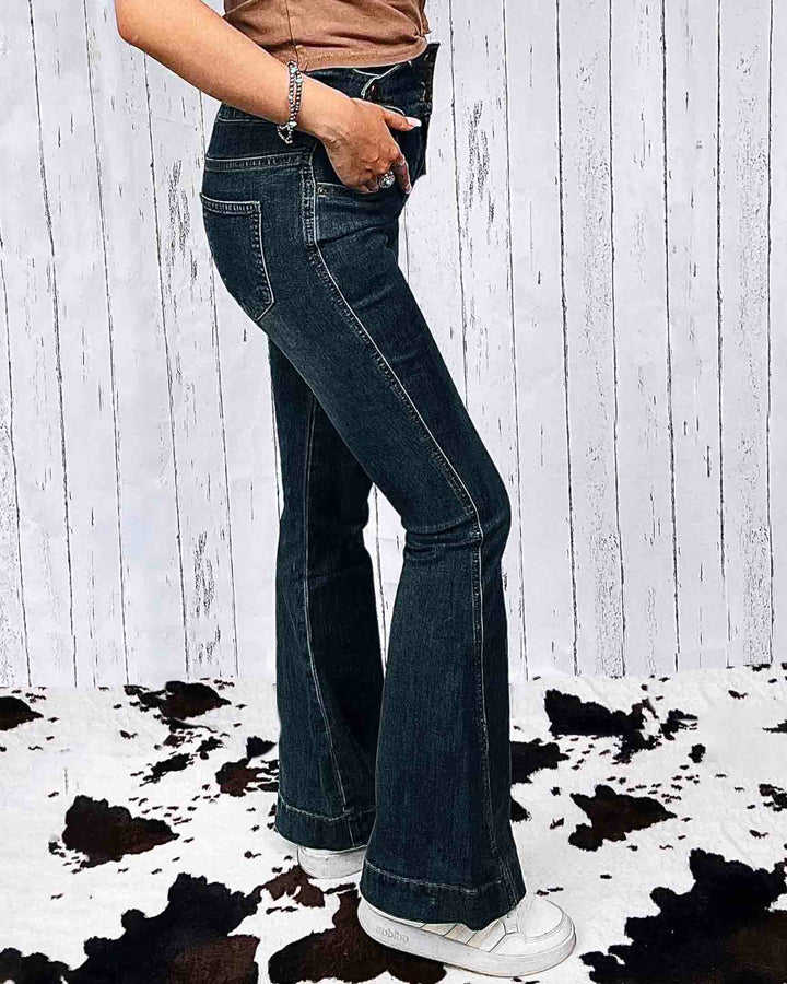Maleney 3 Button High Waist Flare Jeans