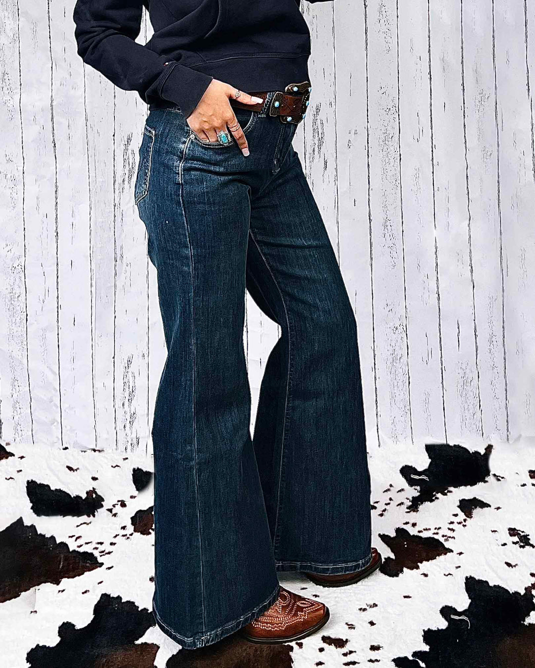 Maleney Dark Wash Wide Leg Jeans