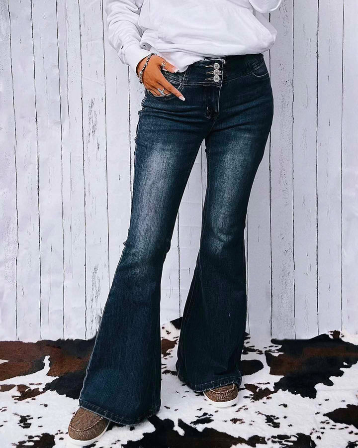 Maleney Triple Button Flare Jeans
