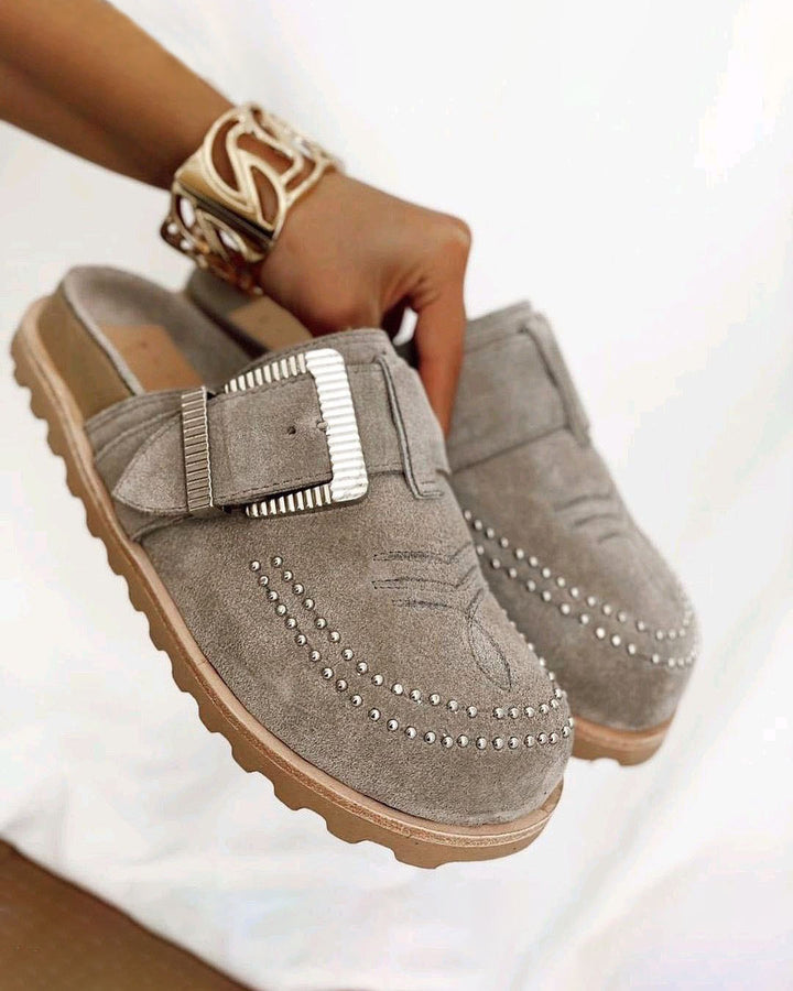 Maleney Western Studded Flatform Mule