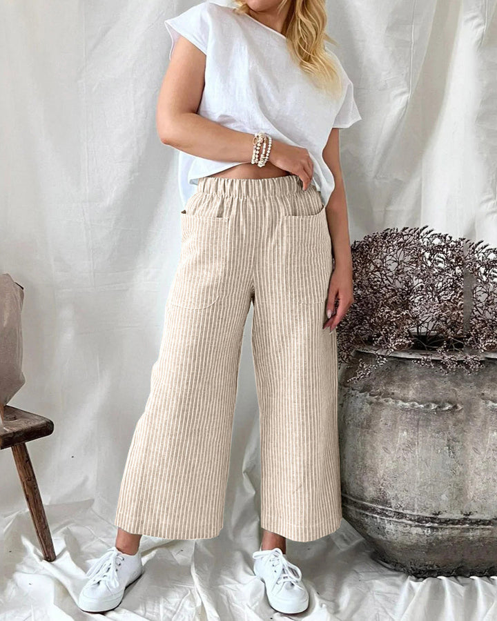 MALENEY STRIPE CASUAL STRAIGHT LEG PANTS