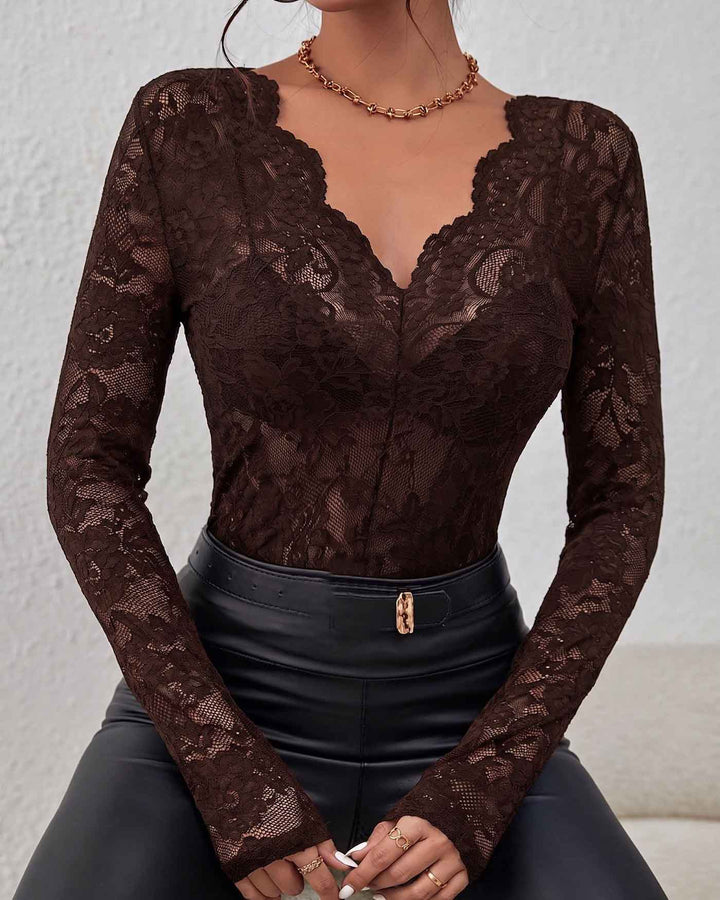 Maleney  V Neck Layering Lace Top