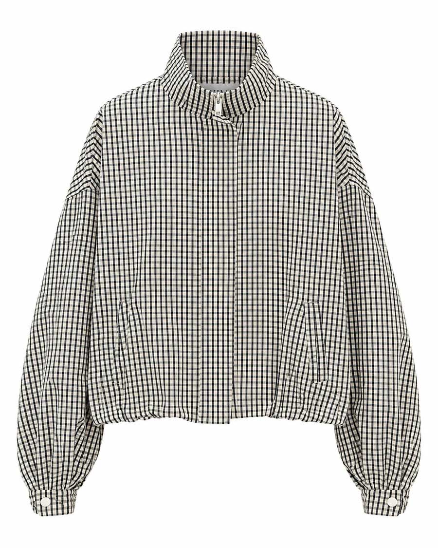 Maleney Gingham Print Bomber Jacket