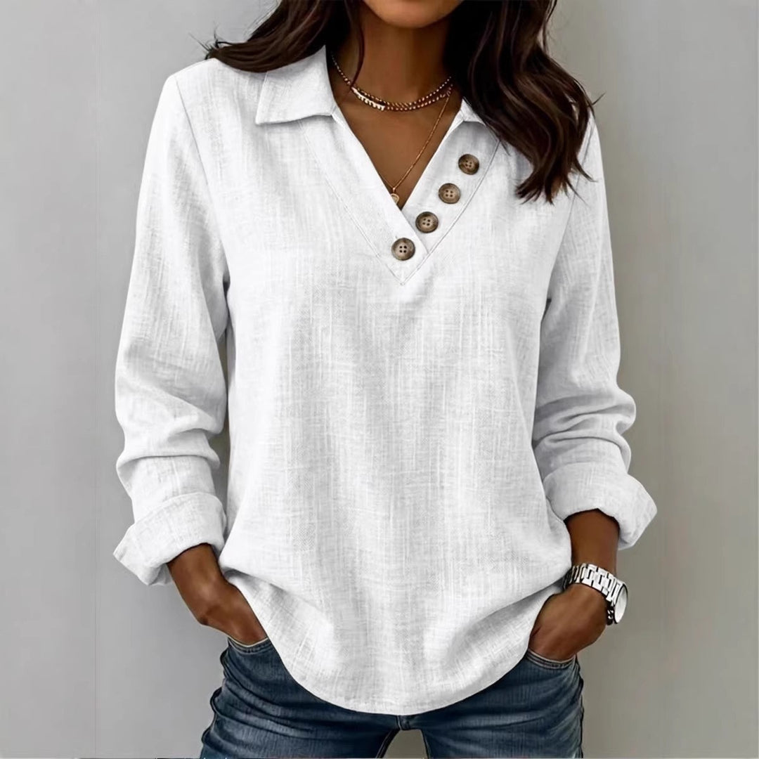Maleney V-neck Button-up Long Sleeve Top
