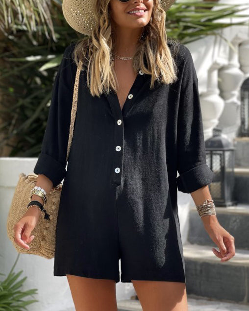 Maleney Linen Blend Chic Romper