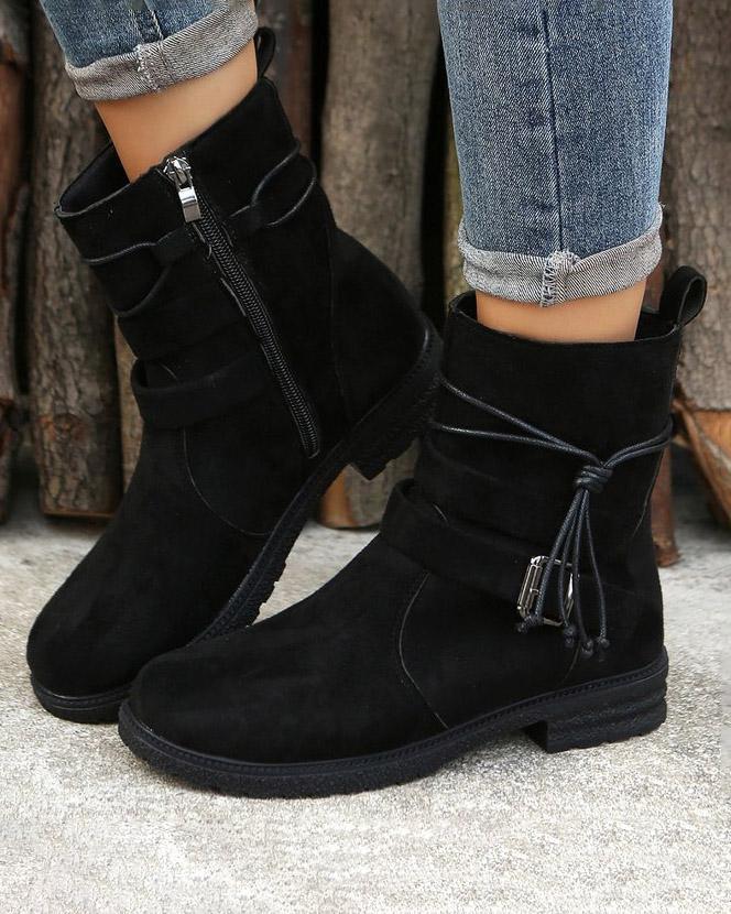 Maleney Faux Suede Zipper Boots