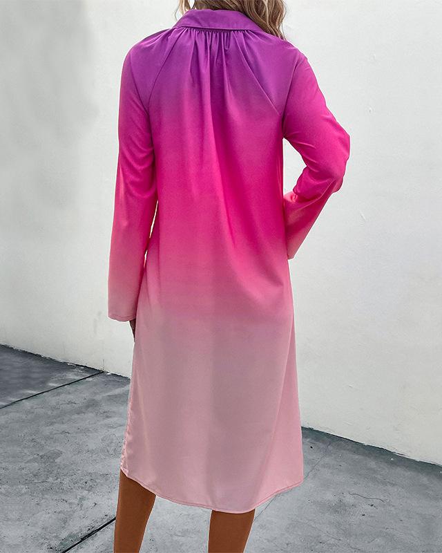 Maleney Long Sleeve Gradient Shirtdress