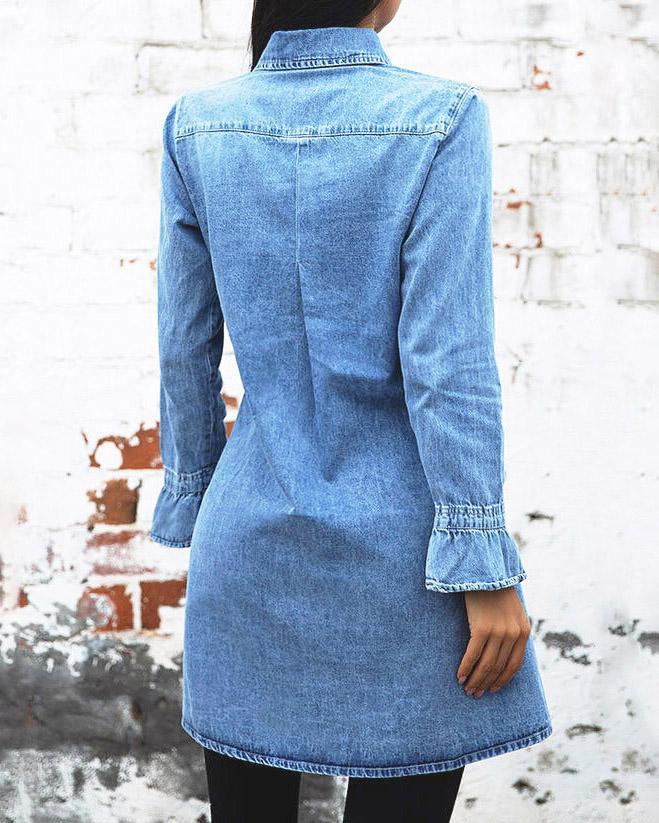 Maleney Long Sleeve Button Denim Dress