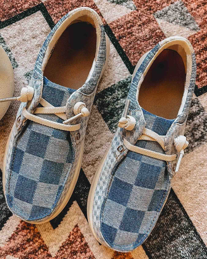 Mixed Plaid Denim Shoes