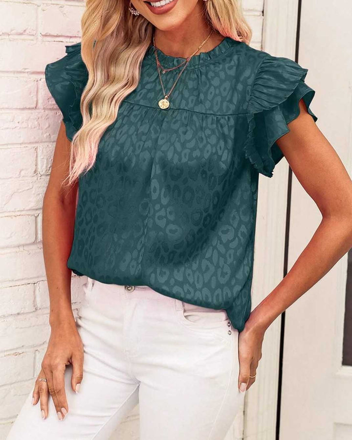 Maleney Ruffle Sleeve Leopard Top