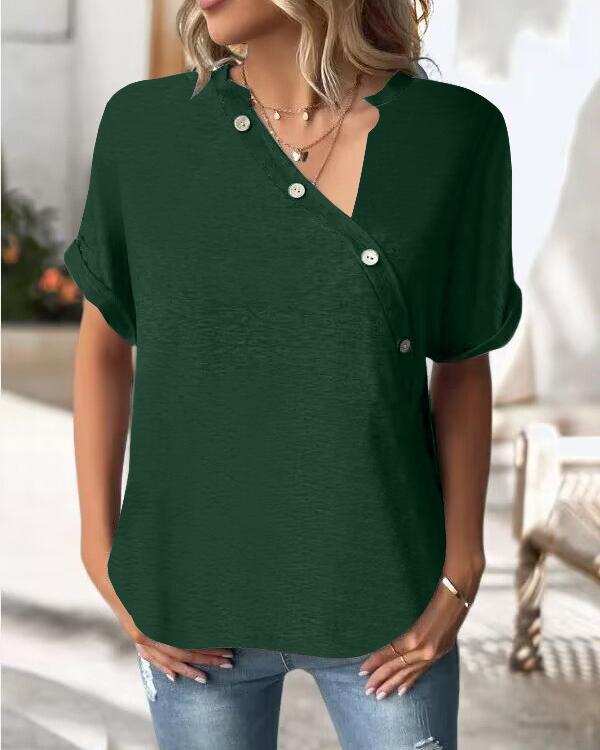 Maleney Solid Color Button Top（5 Colors）