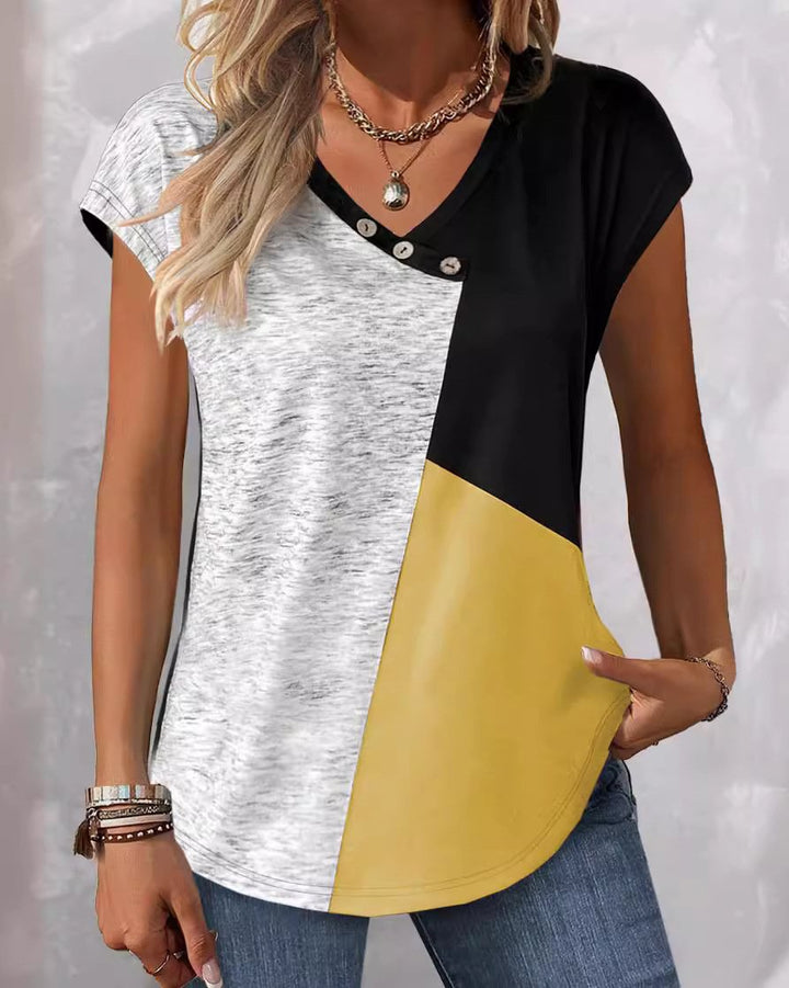 Maleney Colorblock V Neck Top