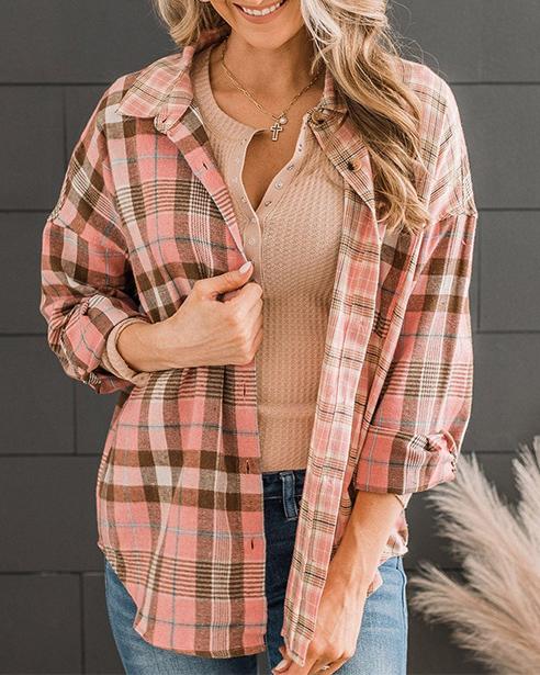 Maleney Plaids Loose Long Sleeve Shirt