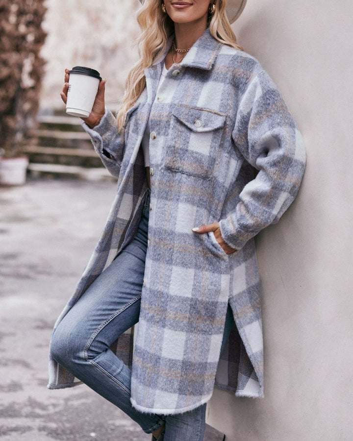 Maleney Long Mauhair Plaid Jacket