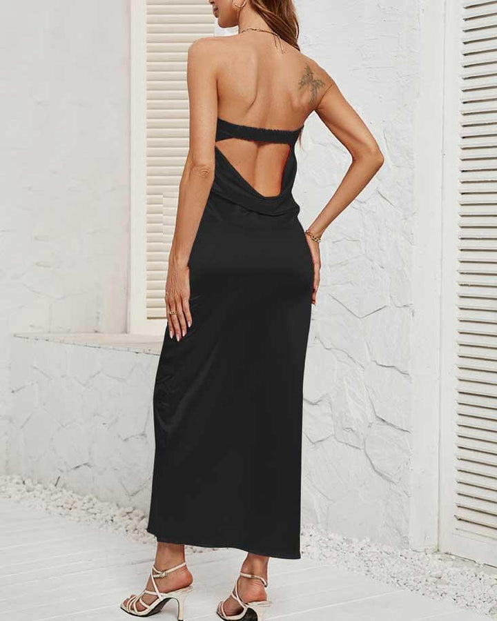 Maleney Solid Slim Fit Backless Dress