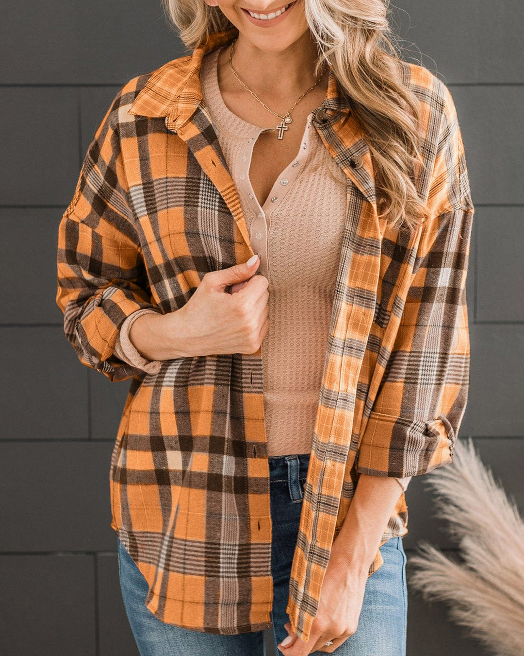 Maleney Plaids Loose Long Sleeve Shirt