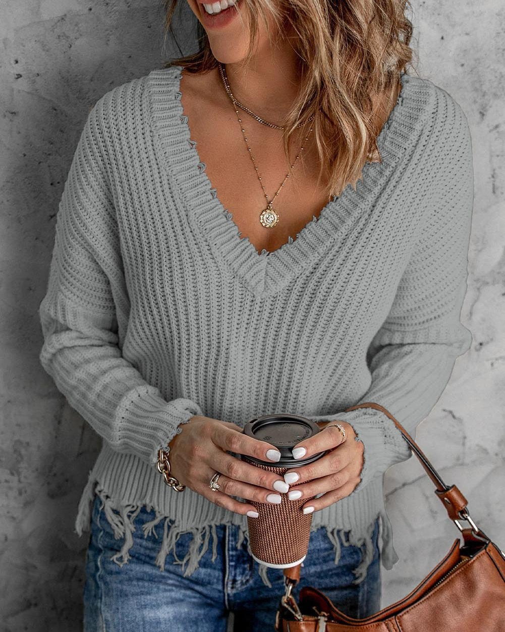 Maleney Tassel V Neck Sweater