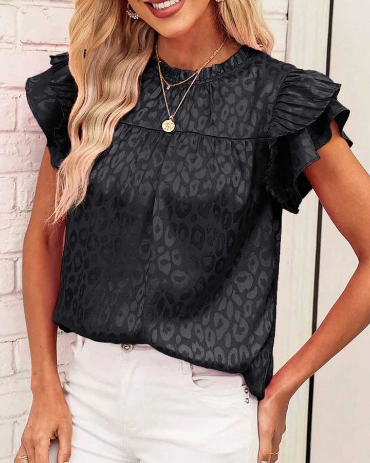 Maleney Ruffle Sleeve Leopard Top