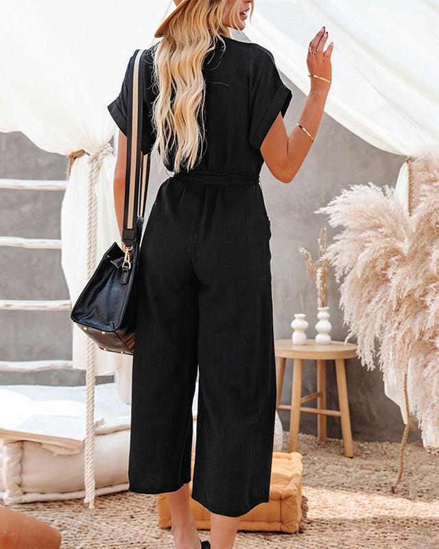 MALENEY SOLID COLOR WAIST SLIMMING ROMPER