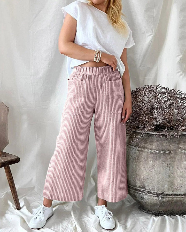 MALENEY STRIPE CASUAL STRAIGHT LEG PANTS