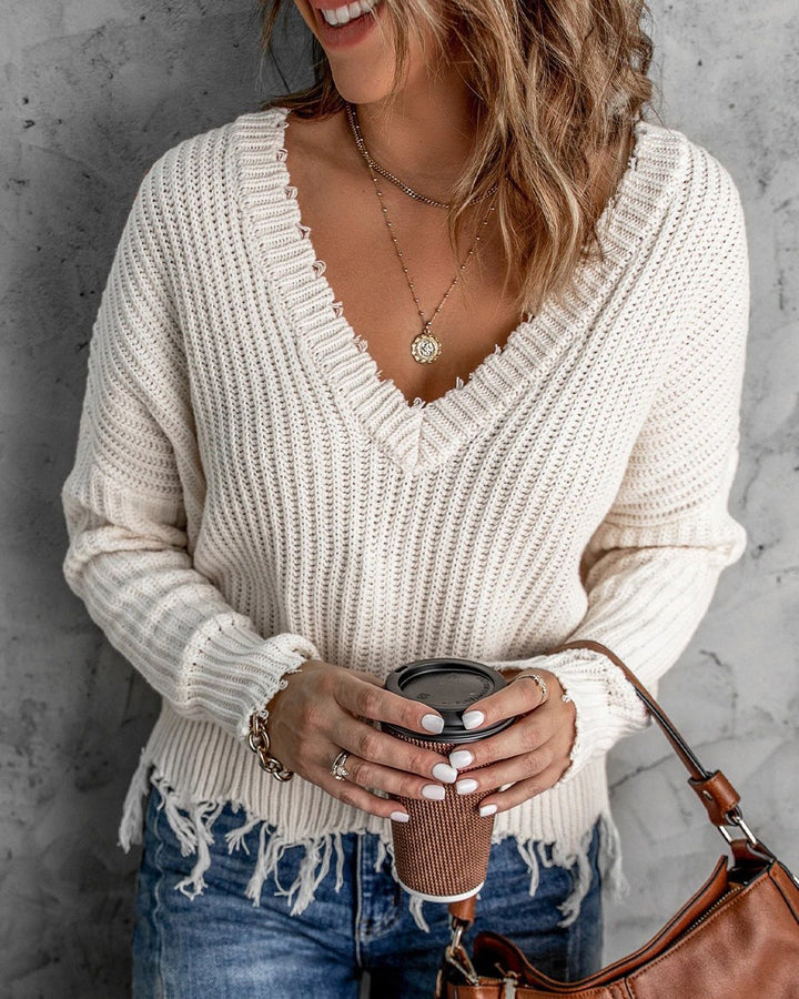 Maleney Tassel V Neck Sweater