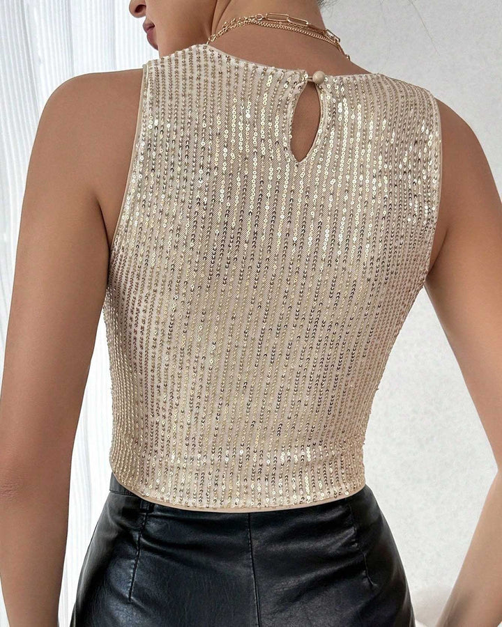 Maleney Solid Sequins Vest