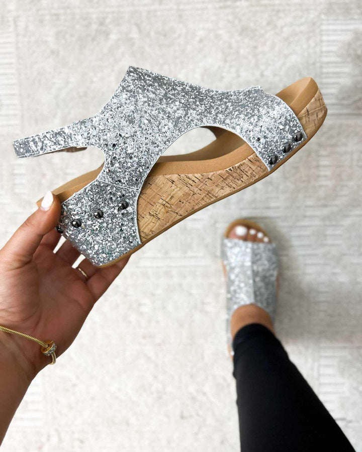 Maleney MID HEEL GLITTER SANDALS