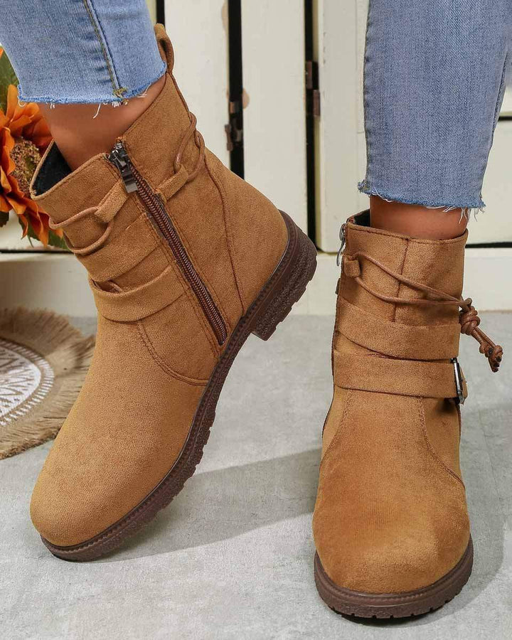 Maleney Faux Suede Zipper Boots