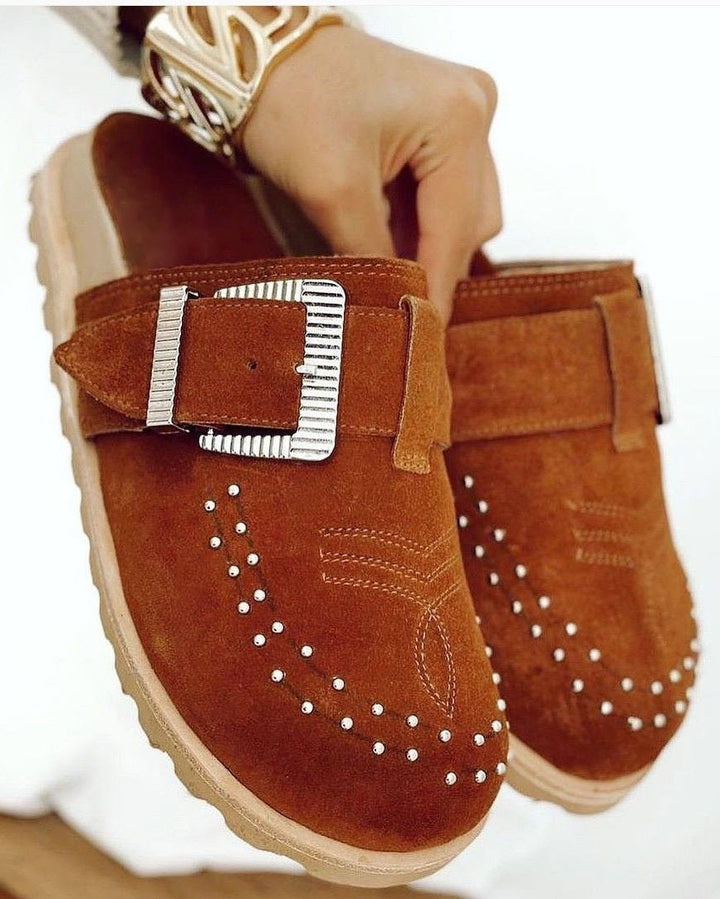 Maleney Western Studded Flatform Mule
