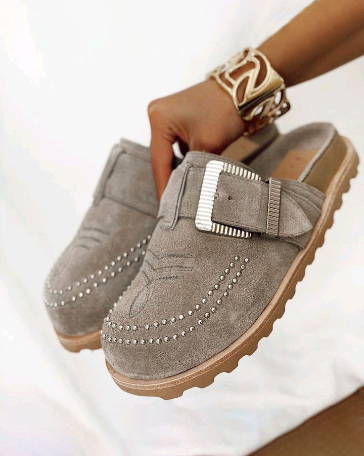 Maleney Western Studded Flatform Mule