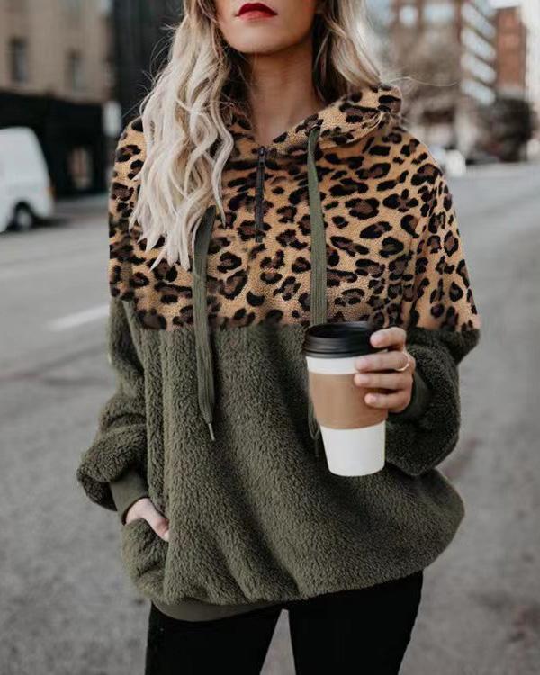 MALENEY LEOPARD TEDDY HOODIE