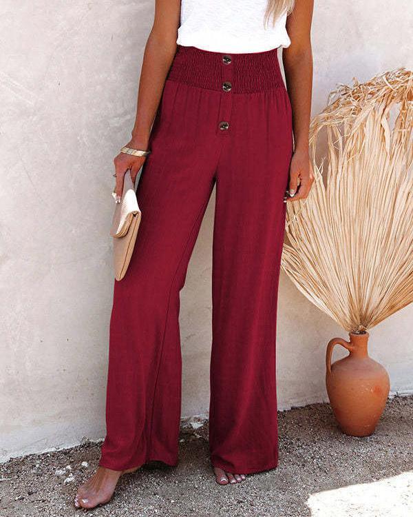 MALENEY BUTTON WIDE LEG PANTS(5 COLORS)