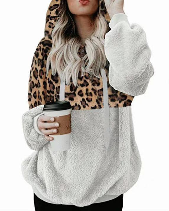 MALENEY LEOPARD TEDDY HOODIE