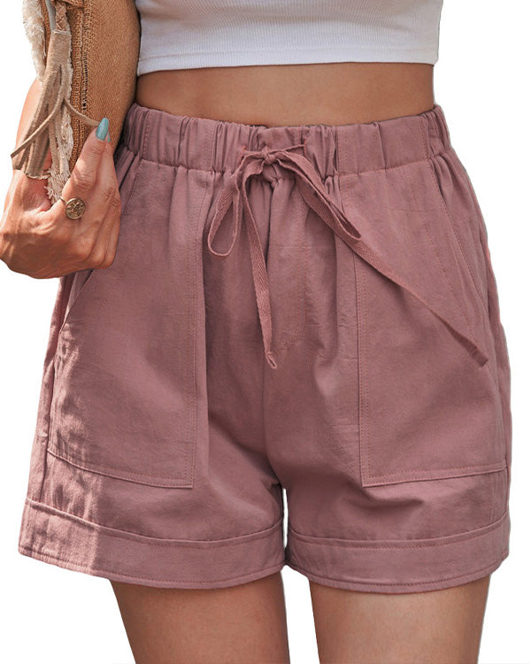 MALENEY DRAWSTRING HIGH RISE SHORTS(9 COLORS)