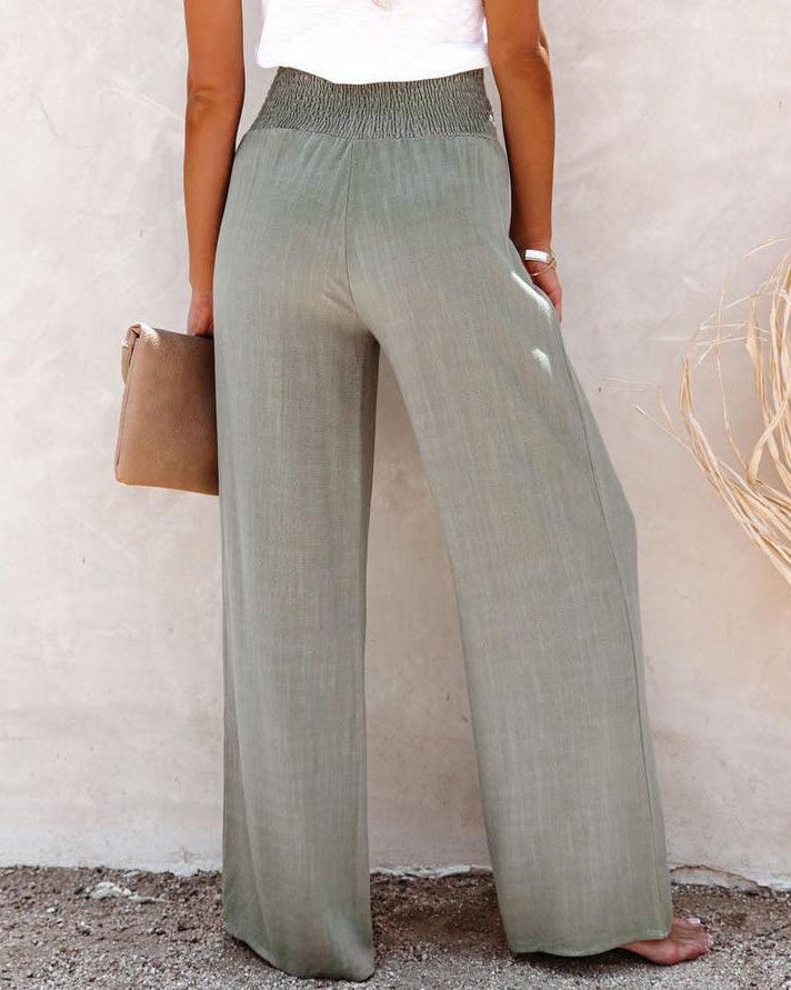 MALENEY BUTTON WIDE LEG PANTS(5 COLORS)