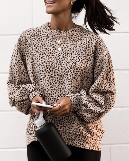 MALENEY LEOPARD PUFF SLEEVE TOP