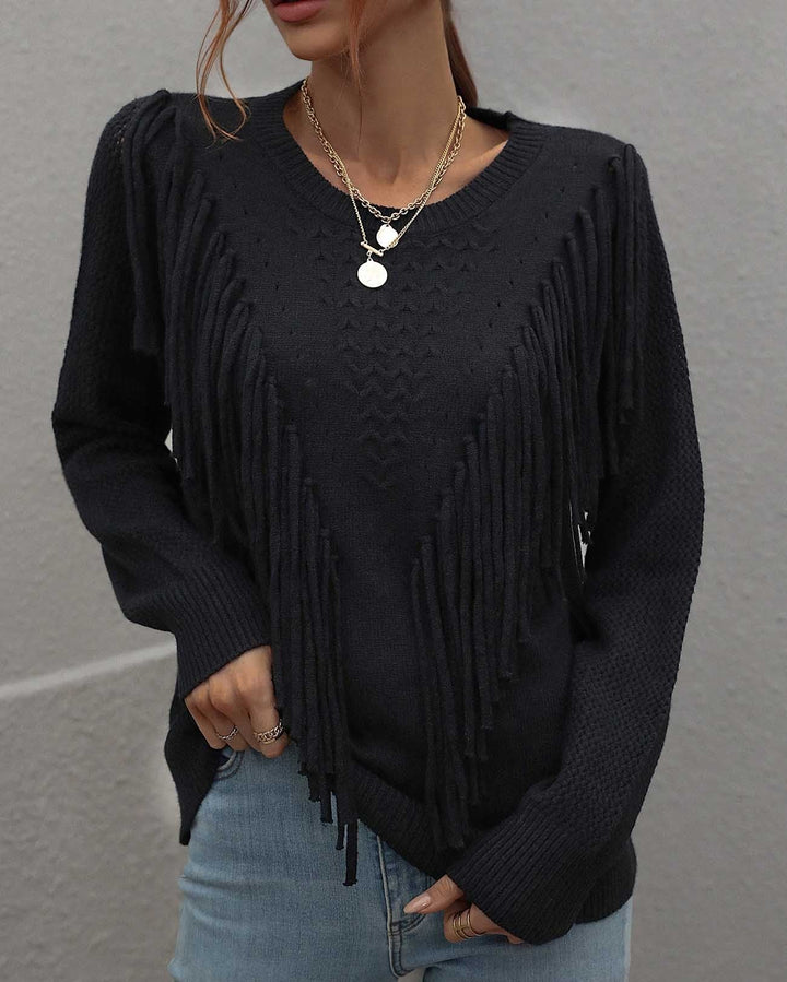 Malaney Knit Fringe Pullover Sweater (5 Colors)