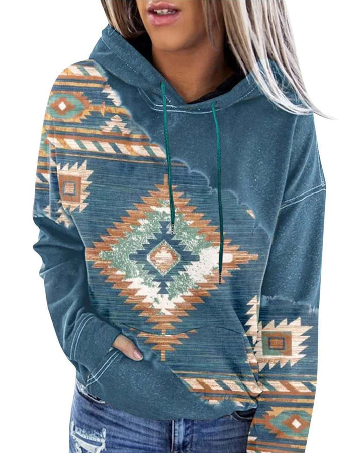 MALENEY PRINTED HOODED TOP（4 COLORS）