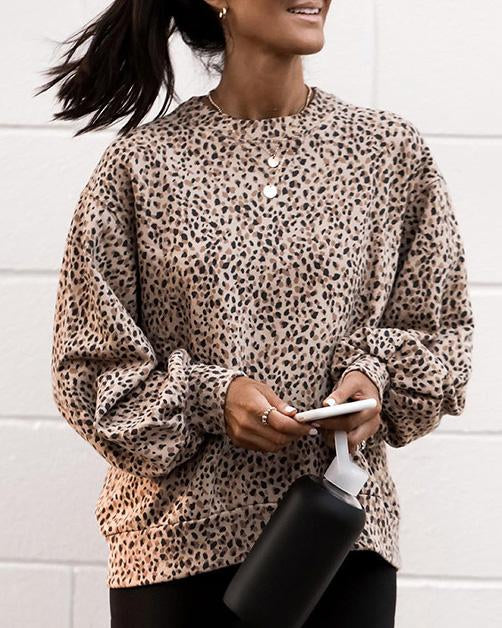 MALENEY LEOPARD PUFF SLEEVE TOP