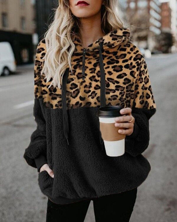 MALENEY LEOPARD TEDDY HOODIE