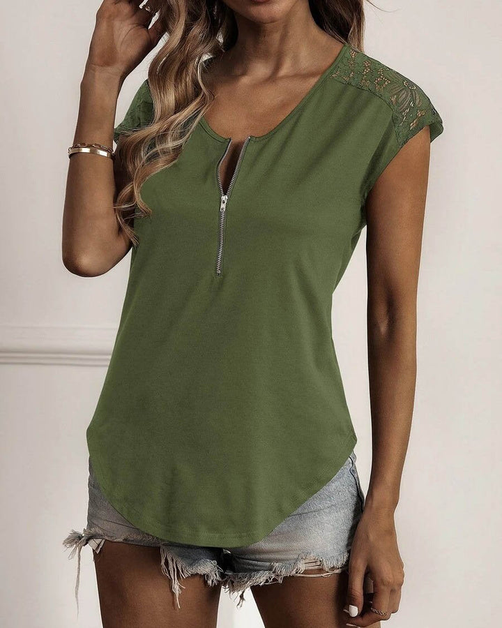 MALENEY V NECK LACE DECOR TOP