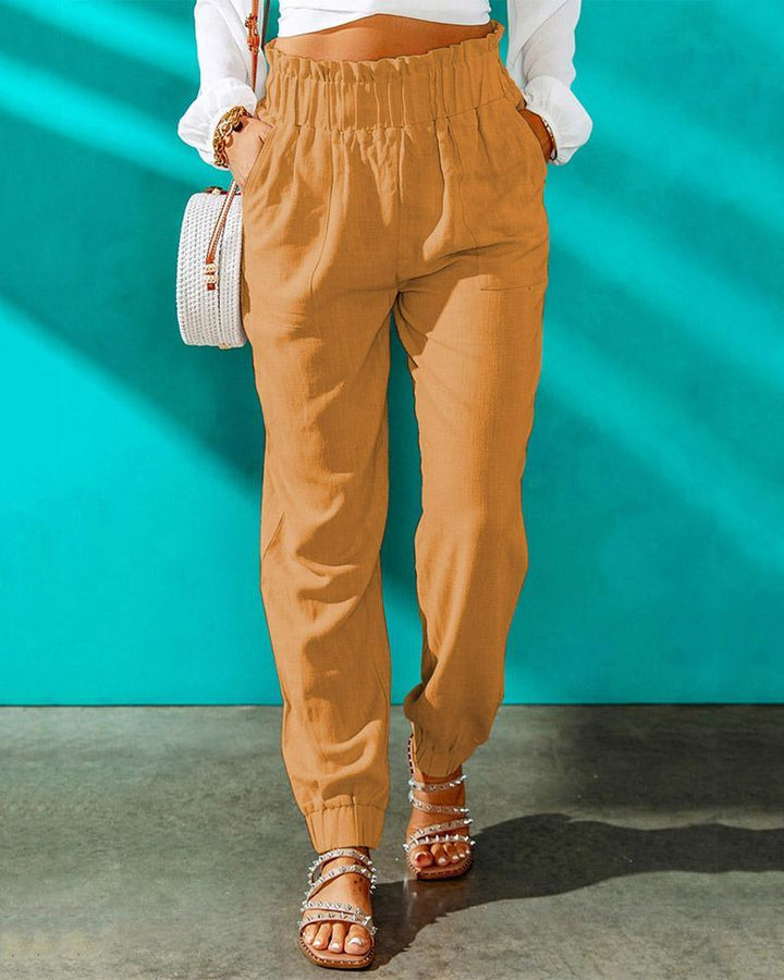 MALENEY HIGH RISE SMOCKED PANTS