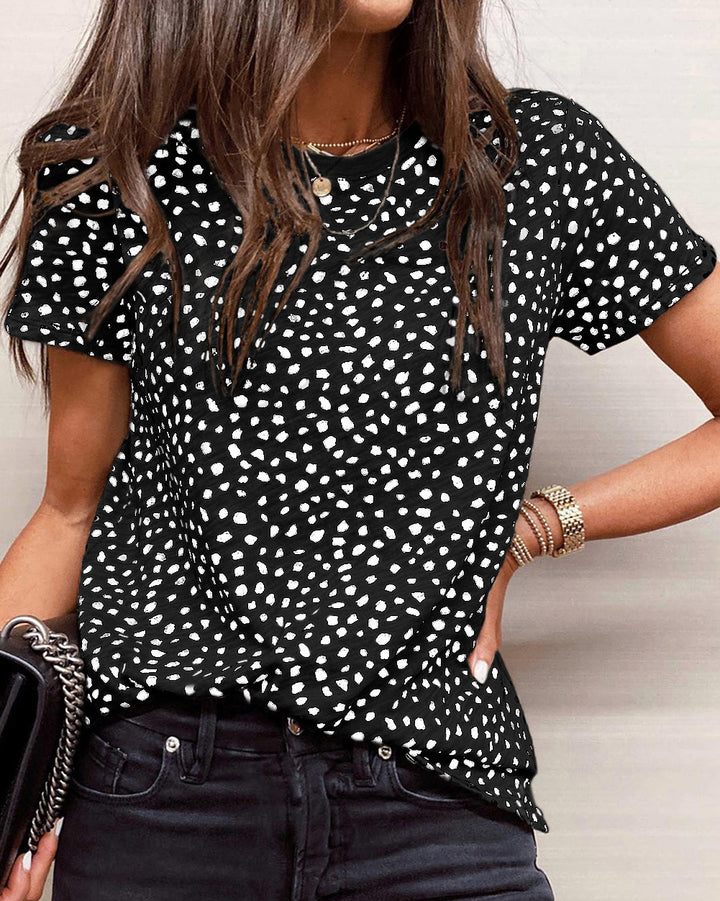 MALENEY ROUND NECK LEOPARD PRINT TOP