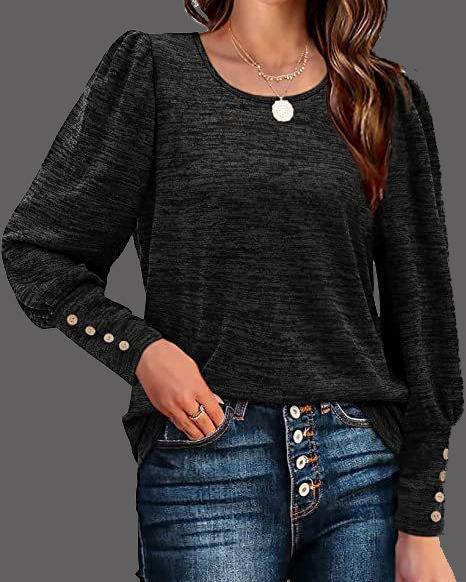 MALENEY CREW NECK PUFF SLEEVE TOP(7 COLORS)