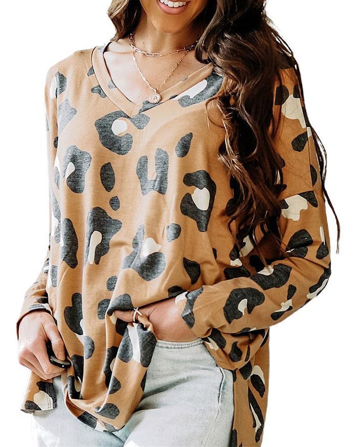 MALENEY V NECK LEOPARD TOP