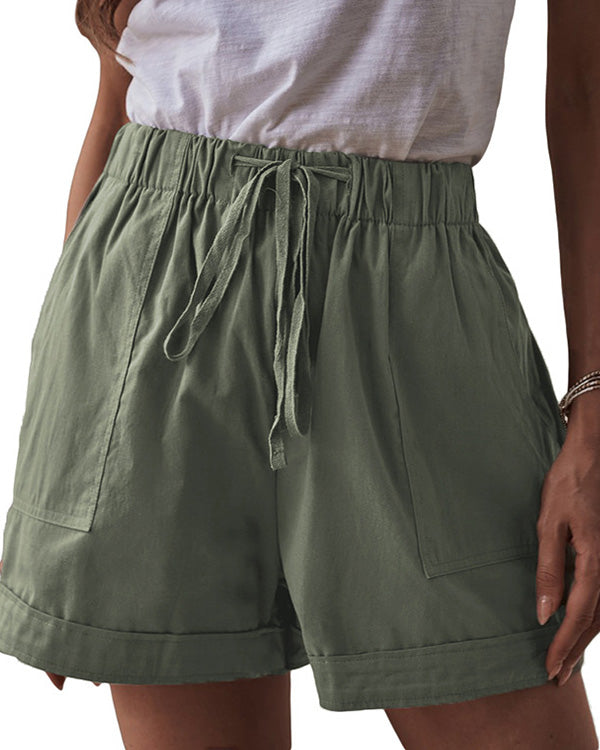 MALENEY DRAWSTRING HIGH RISE SHORTS(9 COLORS)