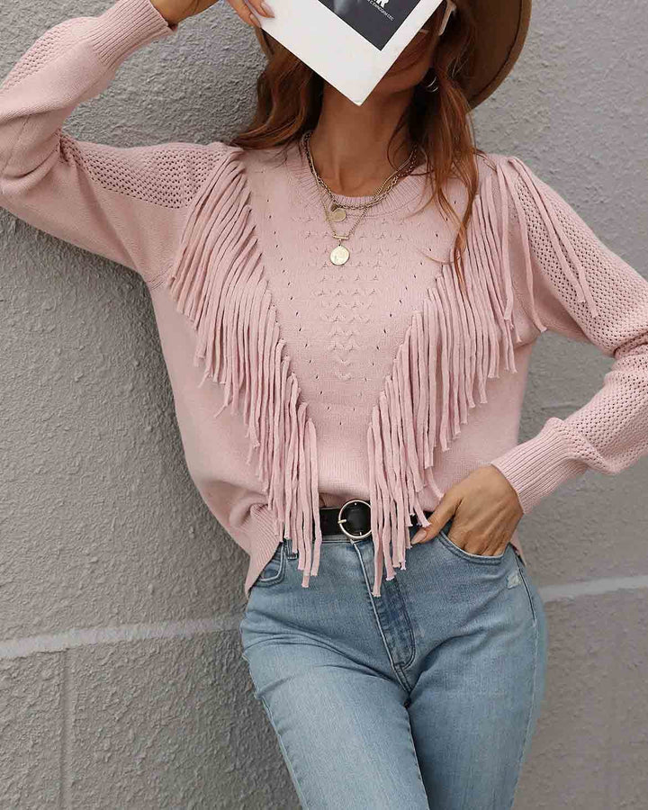 Malaney Knit Fringe Pullover Sweater (5 Colors)